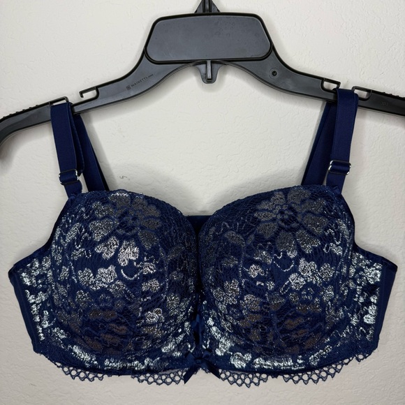 Adore Me Other - Adore Me bra bralette Navy silver lace Women’s Size 40C